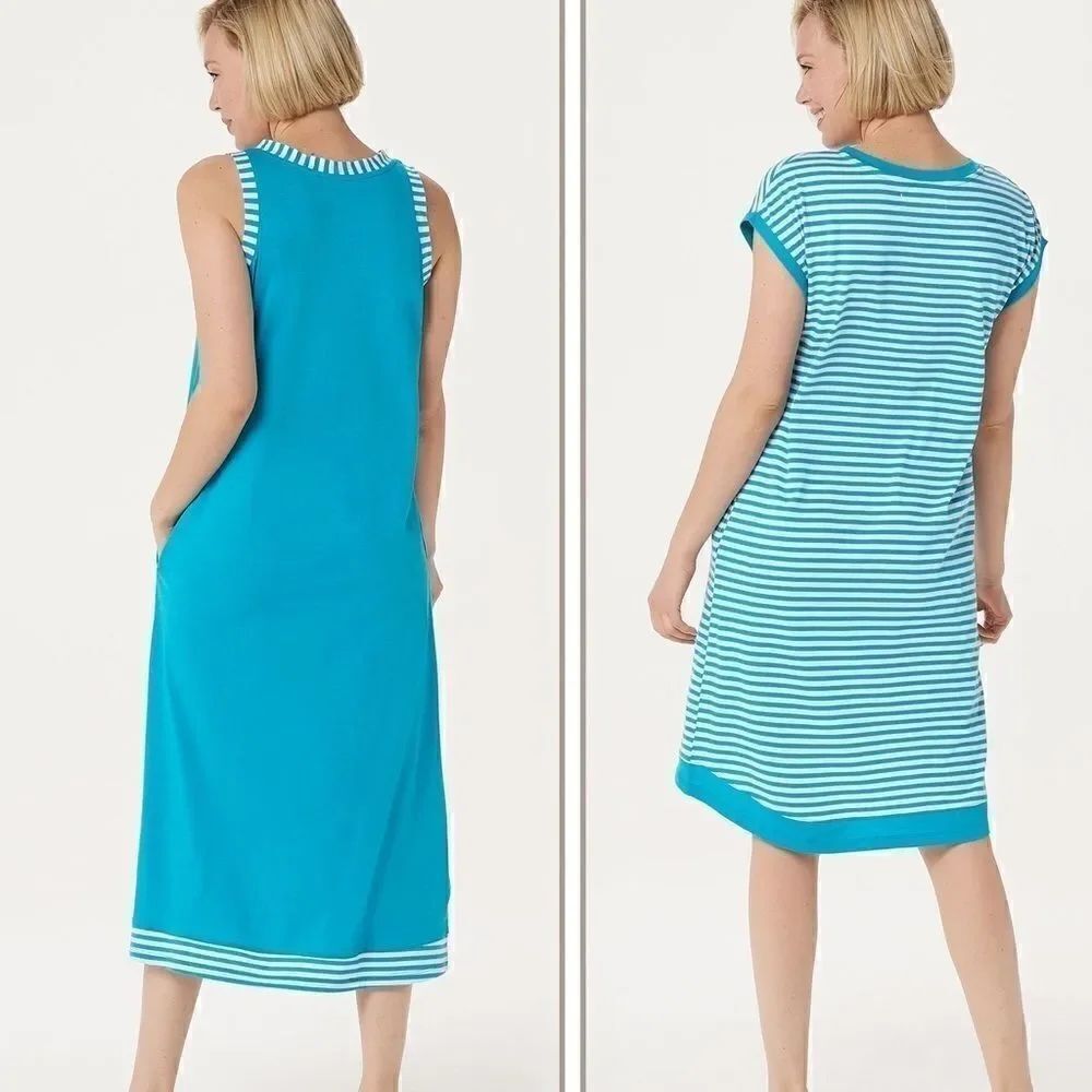 Carole Hochman 2-piece Knit Garden Side Sleeveless Maxi Dress & Sleep Shirt Set